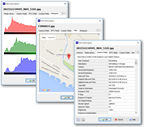Histogram, map and exif fields of photo
