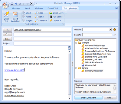 Text Lightning, Power Tools for Outlook